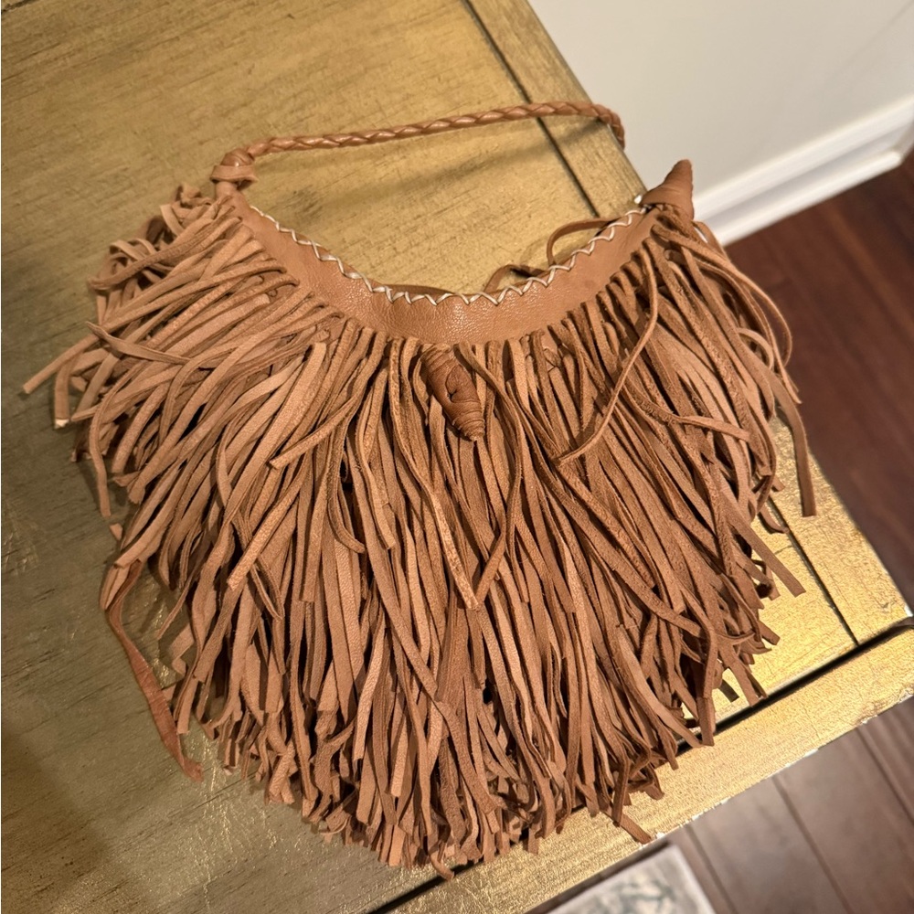 En Shalla Fringe Crossbody Tan Women's Bag